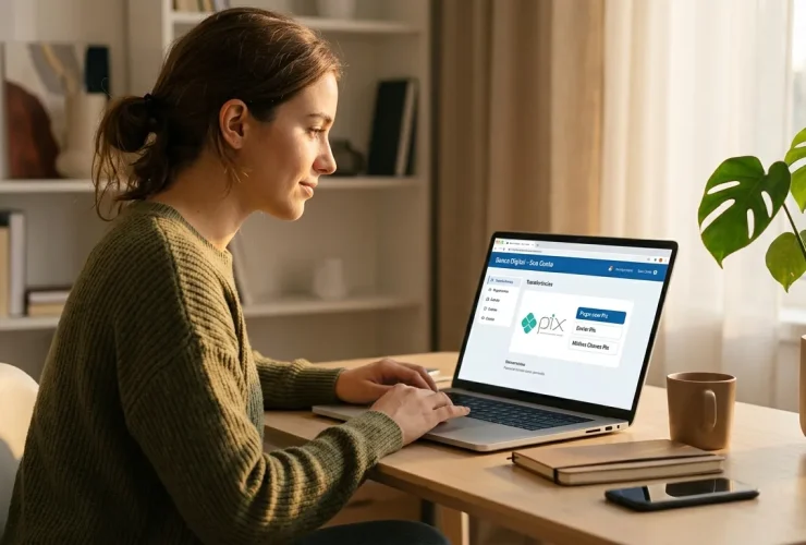 Como criar um Pix no computador pelo internet banking.