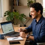 Empreendedor MEI realizando pagamento do DAS no laptop