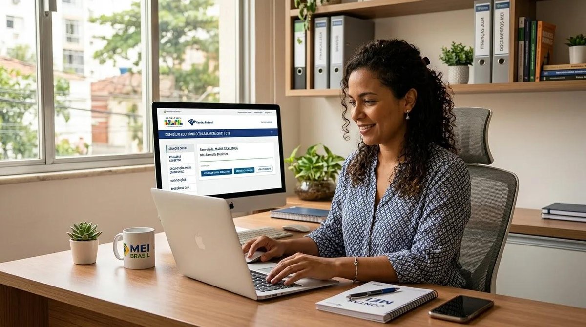Microempreendedora acessando o portal DET para atualização cadastral