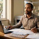 homem no computador acessa a crédito com empresa negativada