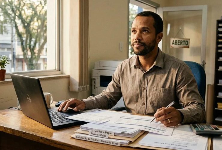 homem no computador acessa a crédito com empresa negativada