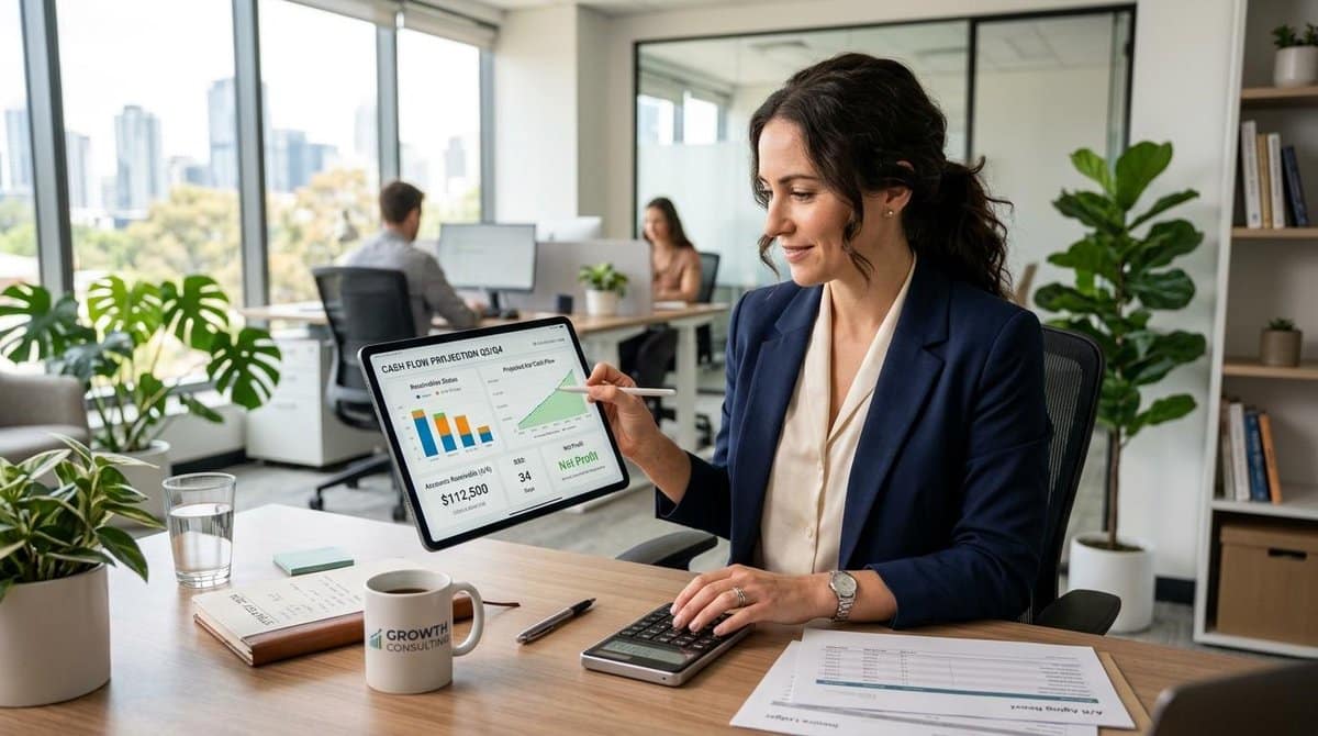 Pessoa aprendendo como funciona a antecipação de recebíveis, acompanhando o adiantamento de valores de vendas para melhorar o fluxo de caixa do negócio.