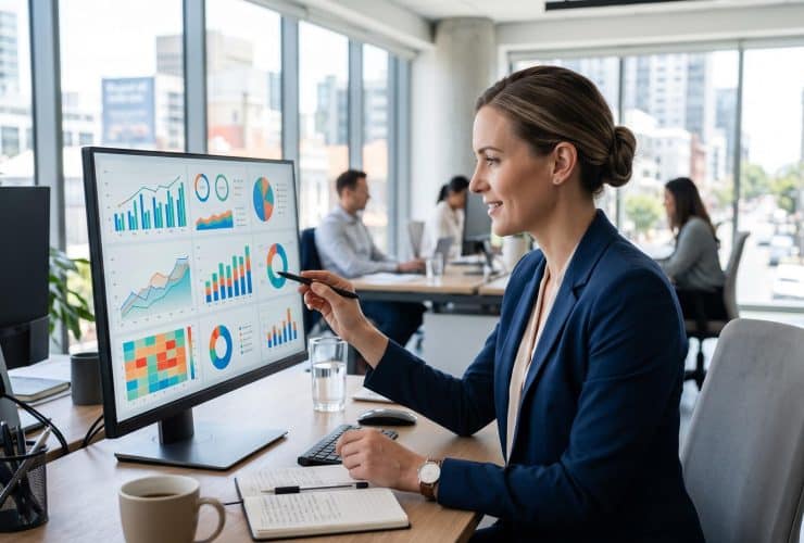 Pessoa analisando gráficos de indicadores financeiros em uma planilha no computador